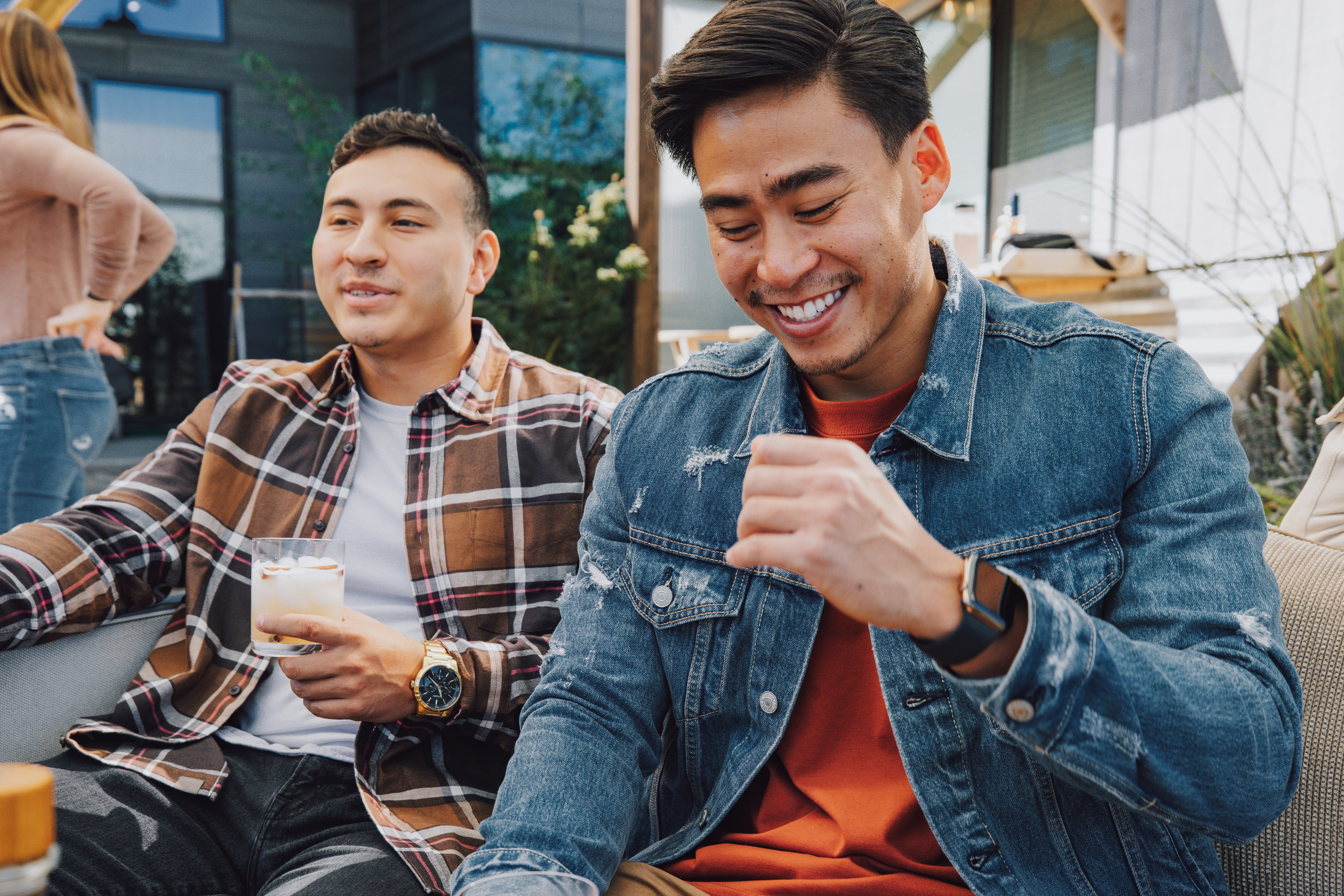 Male friends in conversation
