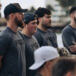 A group of men doing a training activity outdoors.