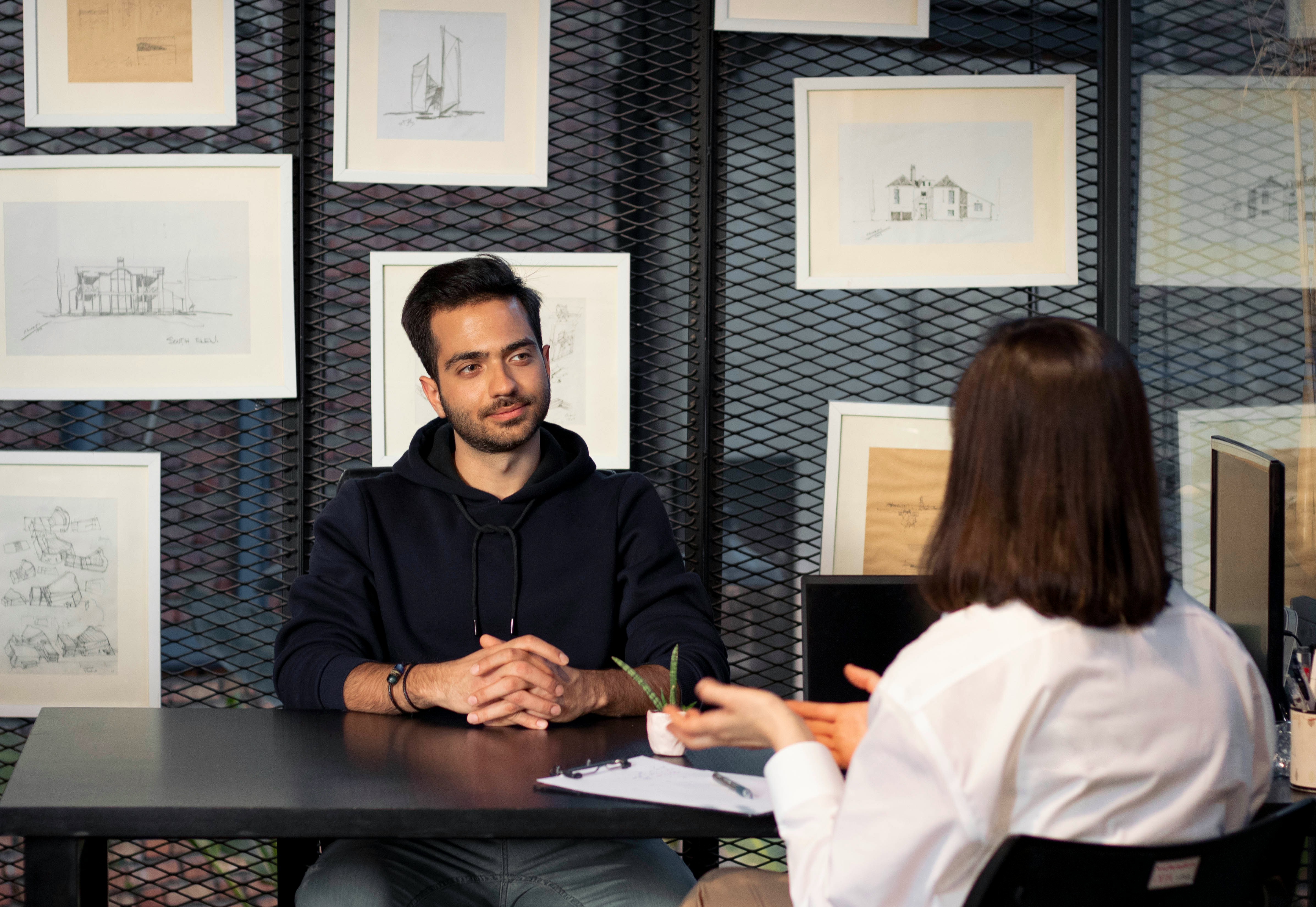 Young people in a job interview setting