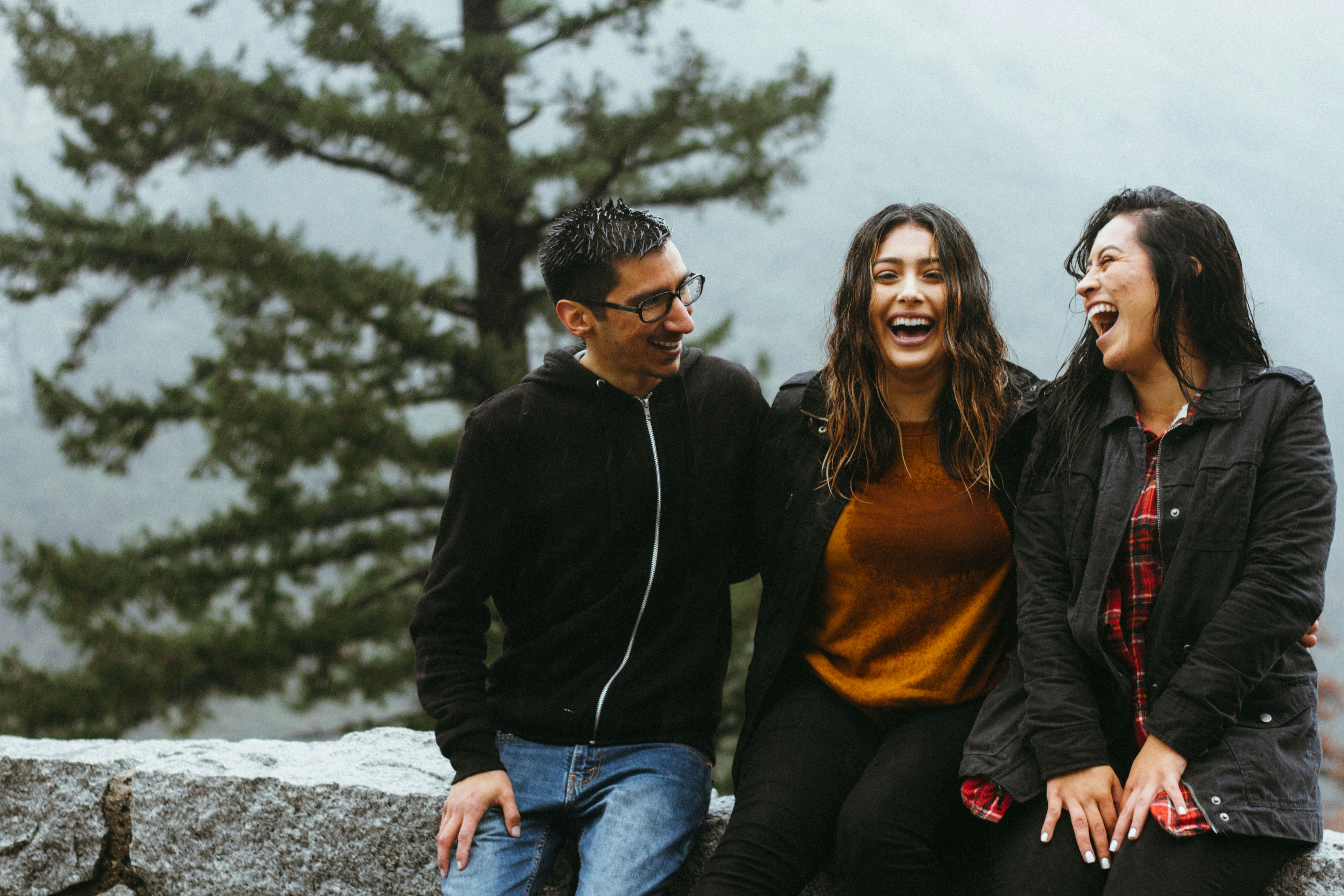 Young people laughing together