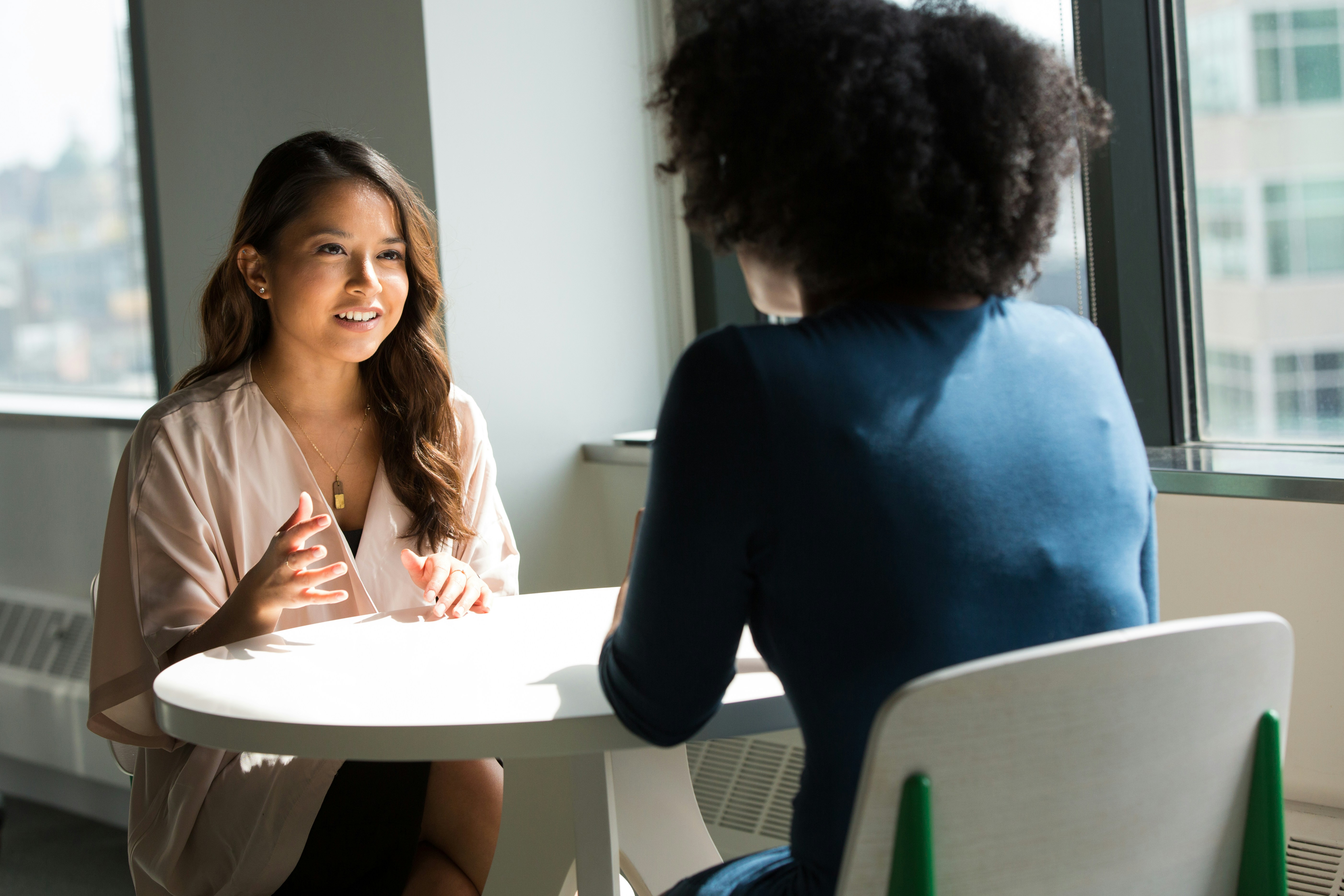 Youth mentor in conversation